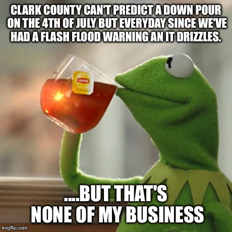 But That's None Of My Business | CLARK COUNTY CAN'T PREDICT A DOWN POUR ON THE 4TH OF JULY BUT EVERYDAY SINCE WE'VE HAD A FLASH FLOOD WARNING AN IT DRIZZLES.  ....BUT THAT'S | image tagged in memes,but thats none of my business,kermit the frog | made w/ Imgflip meme maker