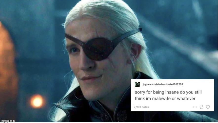 One might Say he is an… insane person even. | image tagged in title card,memes,shitpost,house of the dragon | made w/ Imgflip meme maker