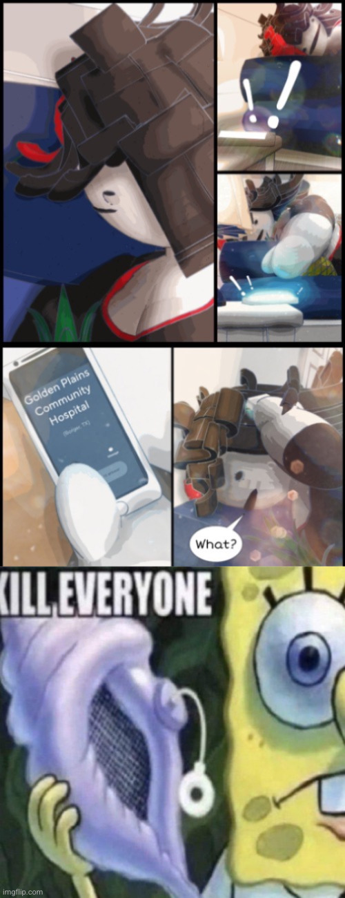 image tagged in claire phone,spongebob kill everyone | made w/ Imgflip meme maker