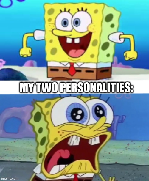 Yay | MY TWO PERSONALITIES: | image tagged in spongebob happy vs crazy | made w/ Imgflip meme maker