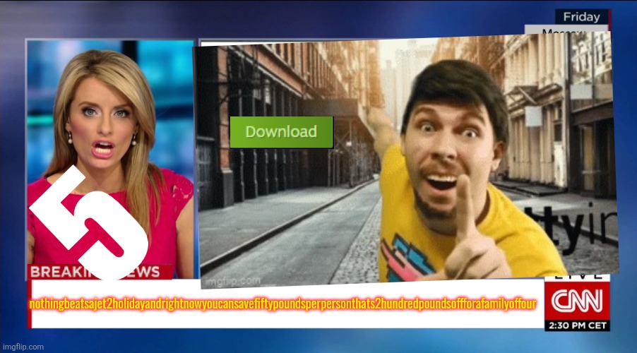 Cnn Breaking News | 5; nothingbeatsajet2holidayandrightnowyoucansavefiftypoundsperpersonthats2hundredpoundsoffforafamilyoffour | image tagged in cnn breaking news | made w/ Imgflip meme maker