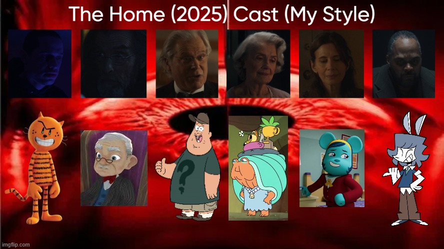The Home (2025) Cast (My Style) | image tagged in the home 2025 cast my style,meme,memes,spoof cast,the home,characters | made w/ Imgflip meme maker