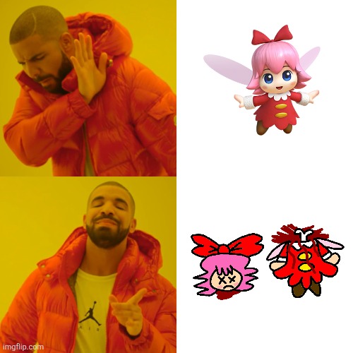Ribbon is gonna die (LOL) | image tagged in memes,drake hotline bling,kirby,gore,funny,parody | made w/ Imgflip meme maker