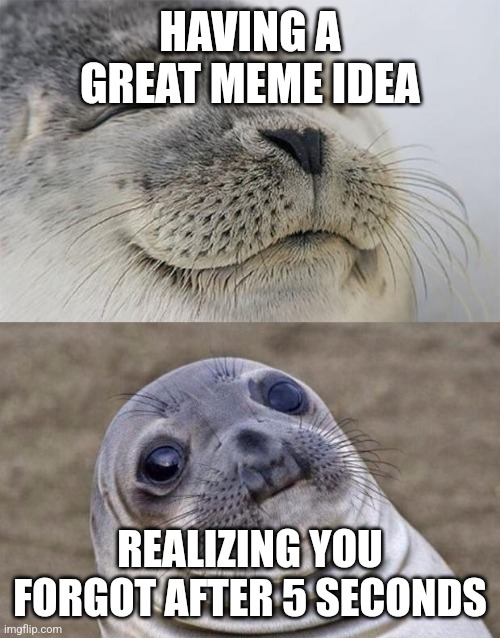Short Satisfaction VS Truth | HAVING A GREAT MEME IDEA; REALIZING YOU FORGOT AFTER 5 SECONDS | image tagged in memes,short satisfaction vs truth | made w/ Imgflip meme maker