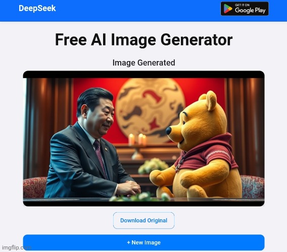 Xi Jinping meeting winnie the pooh | image tagged in xi jinping,winnie the pooh,deepseek,memes,lol,ai meme | made w/ Imgflip meme maker