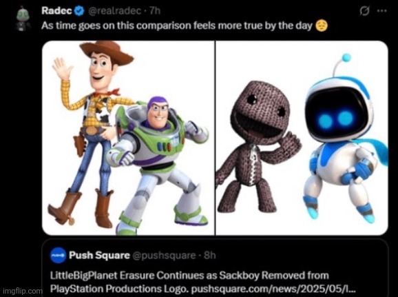 Astrobot cool af but cmon bro sackboy is better | made w/ Imgflip meme maker