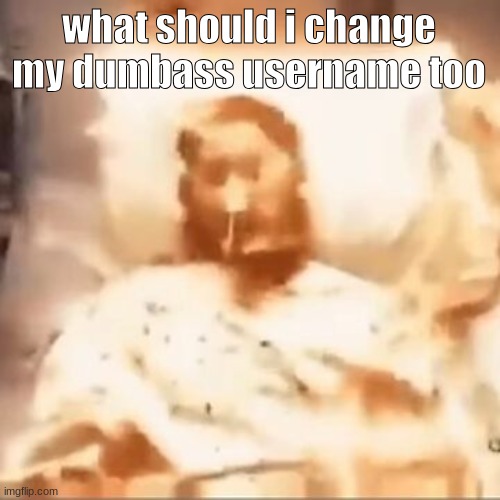 suggestions last night were kinda ass | what should i change my dumbass username too | image tagged in markiplier on fire | made w/ Imgflip meme maker