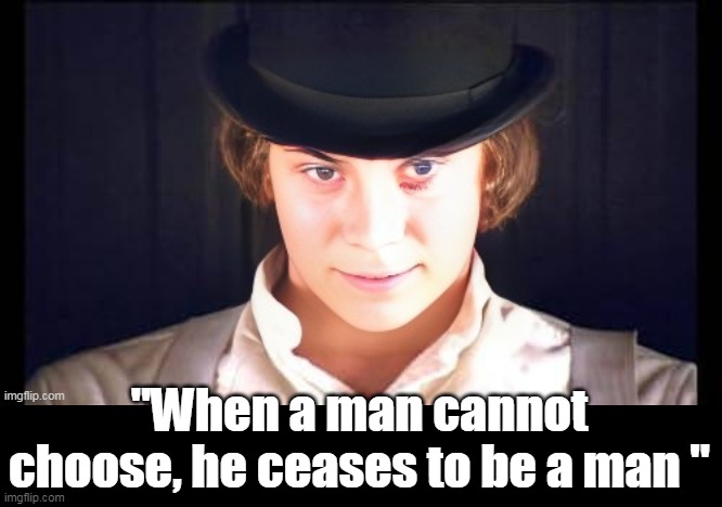 "When a man cannot choose, he ceases to be a man " | made w/ Imgflip meme maker
