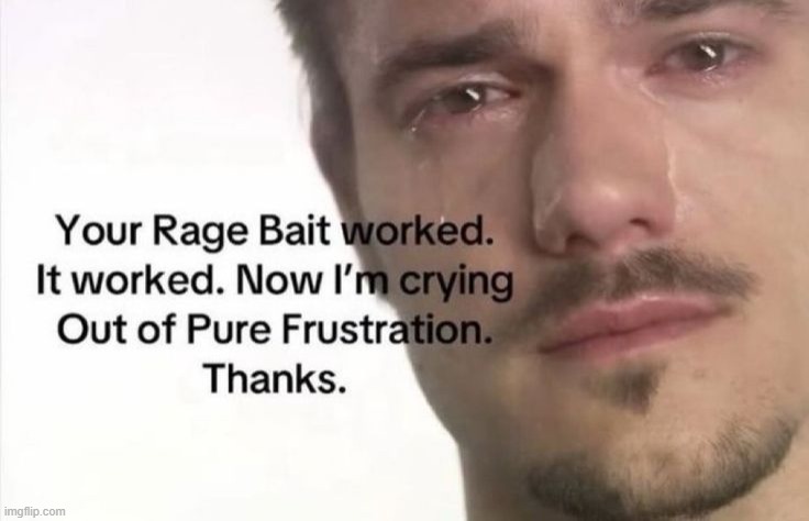 Ragebait worked | image tagged in ragebait worked | made w/ Imgflip meme maker