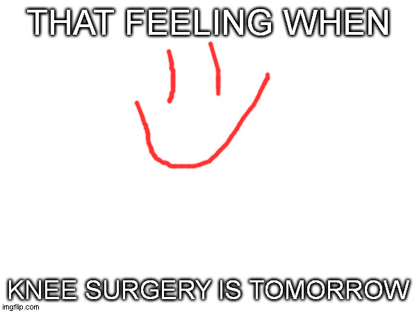 THAT FEELING WHEN; KNEE SURGERY IS TOMORROW | made w/ Imgflip meme maker