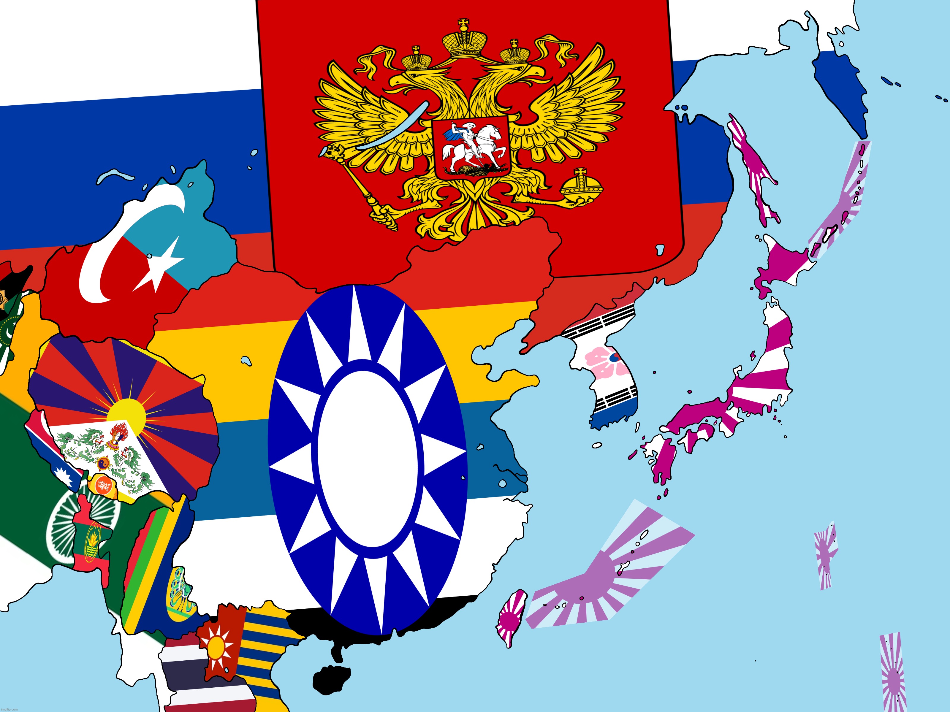 Making alt history maps until I get good at it part 3: Alternative map of East Asia | made w/ Imgflip meme maker