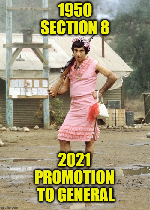 More Leftist Logic | 1950
SECTION 8; 2021
PROMOTION
 TO GENERAL | image tagged in democrats | made w/ Imgflip meme maker
