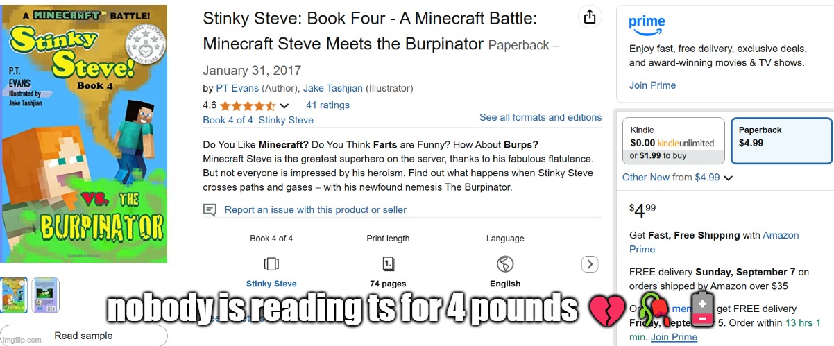 nobody is reading ts for 4 pounds 💔🥀🪫 | made w/ Imgflip meme maker