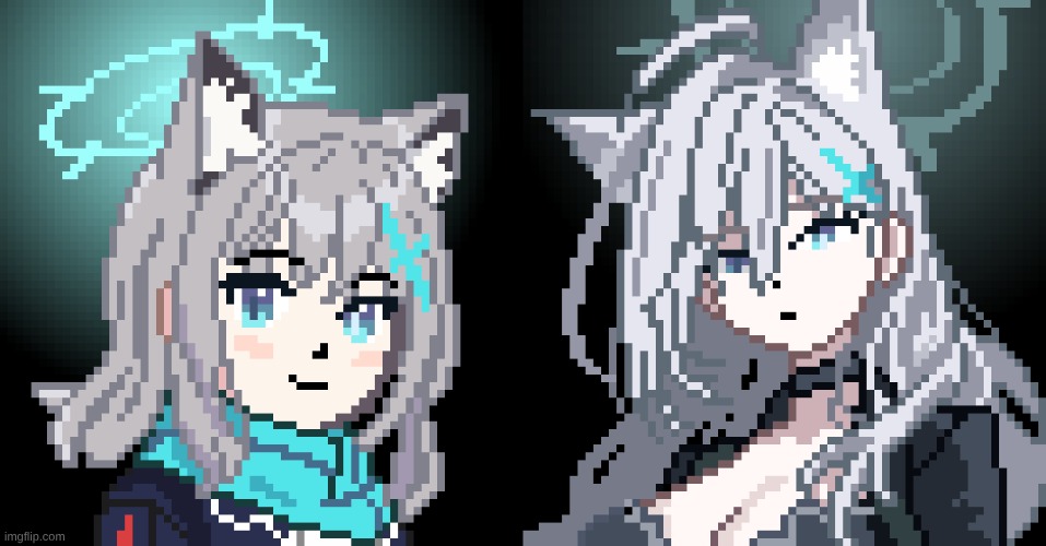 Shiroko*Terror is done, I think I cooked. Also messed with normal Shiroko's eyes a little | image tagged in shiroko,undertale,sprites,abydos,blue archive,terror | made w/ Imgflip meme maker
