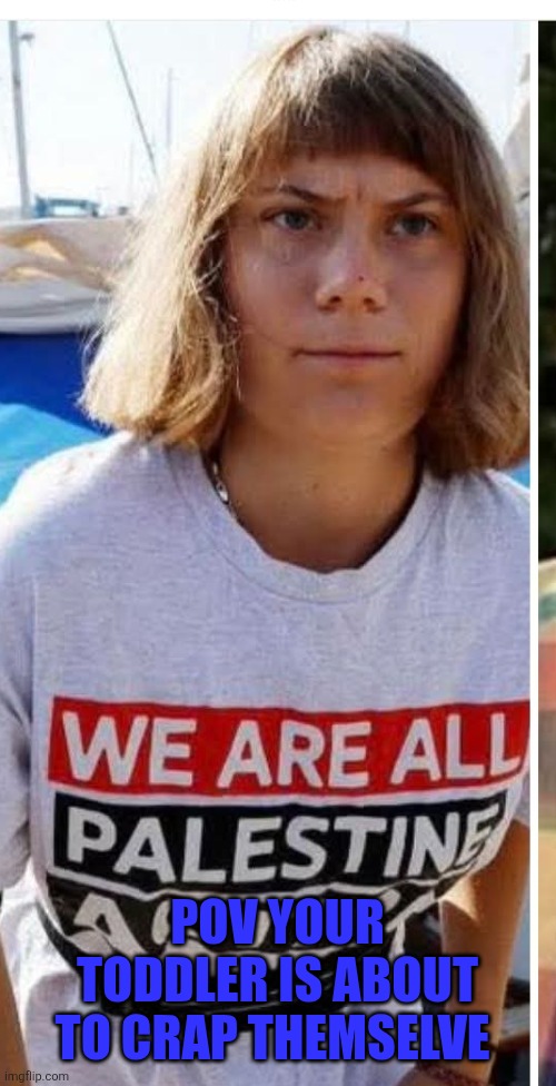 Pooping Greta | POV YOUR TODDLER IS ABOUT TO CRAP THEMSELVE | image tagged in greta thunberg | made w/ Imgflip meme maker