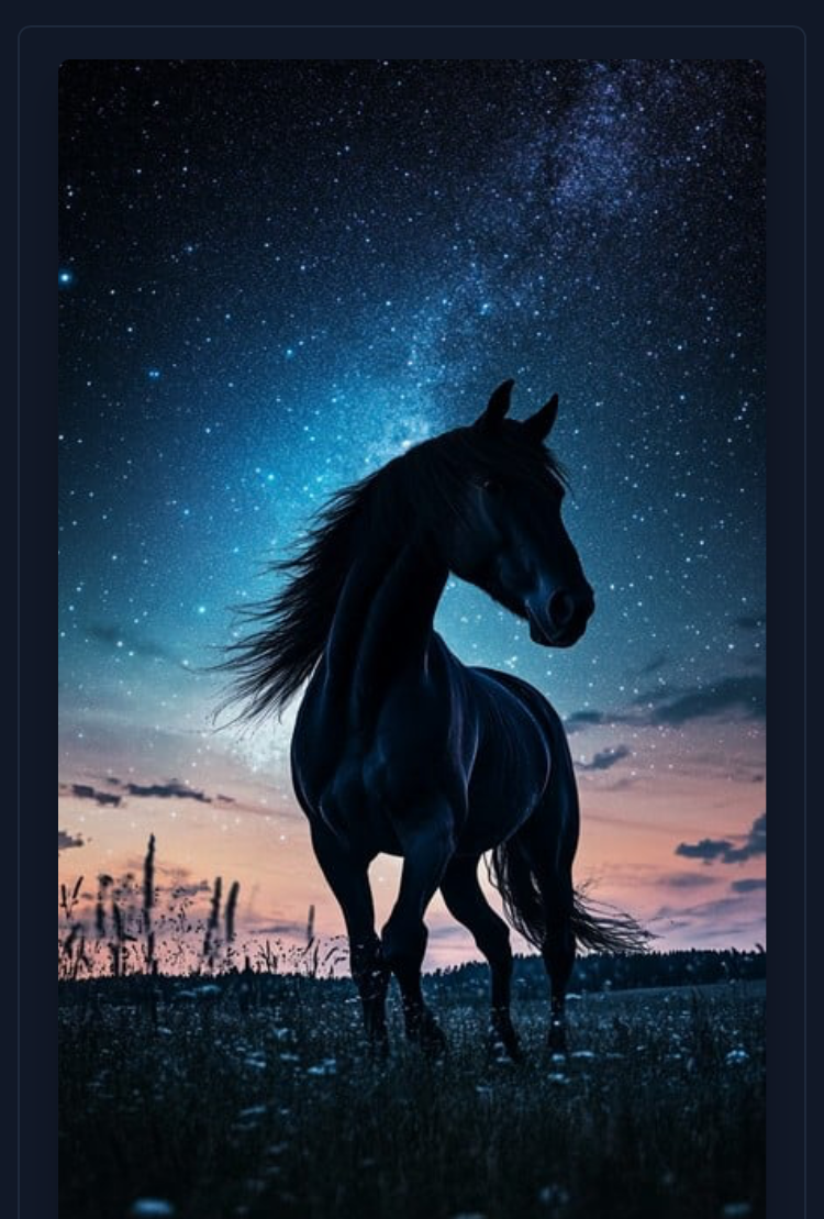 Black horse on starry sky Blank Meme Template