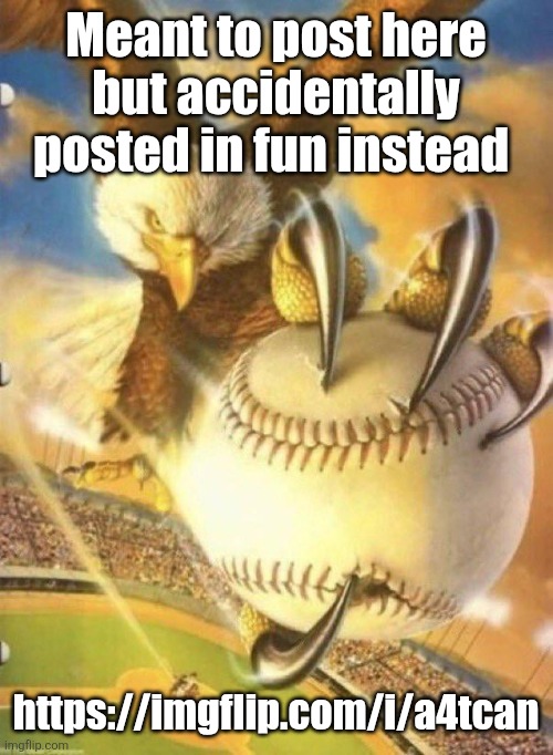 Bald Eagle Catching Baseball | Meant to post here but accidentally posted in fun instead; https://imgflip.com/i/a4tcan | image tagged in bald eagle catching baseball | made w/ Imgflip meme maker