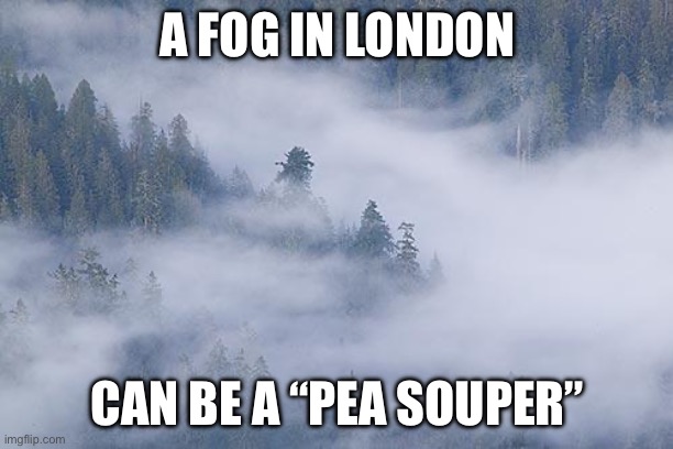 London fog | A FOG IN LONDON CAN BE A “PEA SOUPER” | image tagged in foggy,london | made w/ Imgflip meme maker