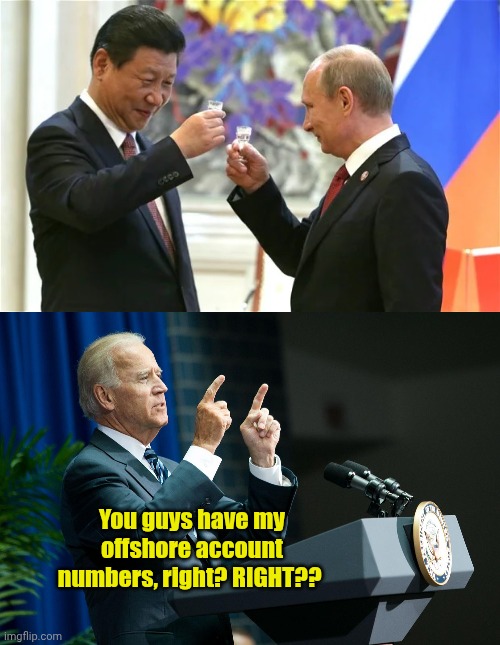 You guys have my offshore account numbers, right? RIGHT?? | image tagged in putin xi | made w/ Imgflip meme maker