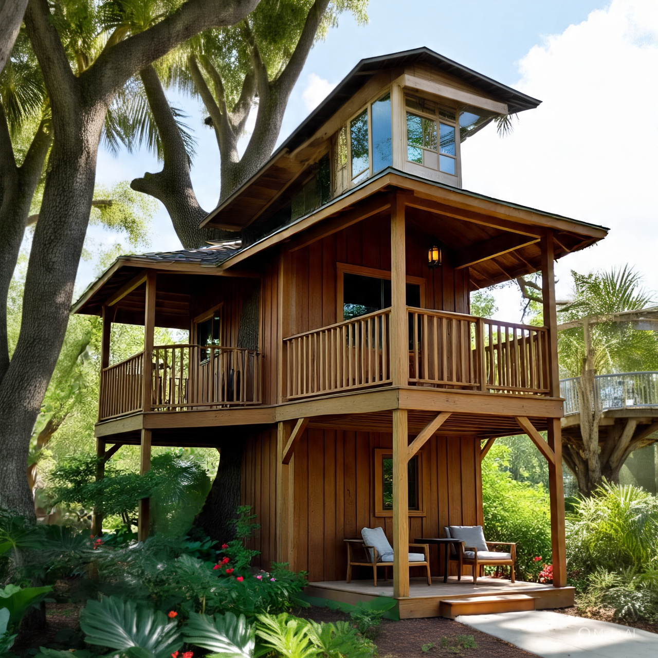 Treehouse With Up Stairs Miami Florida Background Blank Meme Template