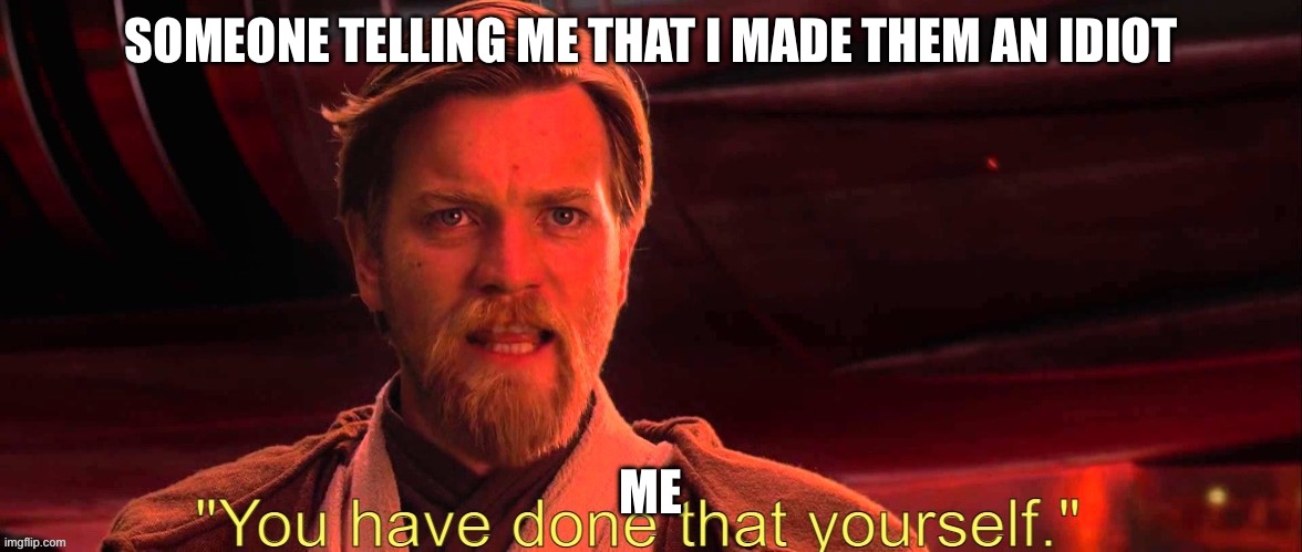 Meh | SOMEONE TELLING ME THAT I MADE THEM AN IDIOT; ME | image tagged in you have done that yourself | made w/ Imgflip meme maker