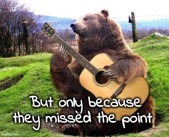 bear with guitar  | But only because they missed the point | image tagged in bear with guitar | made w/ Imgflip meme maker