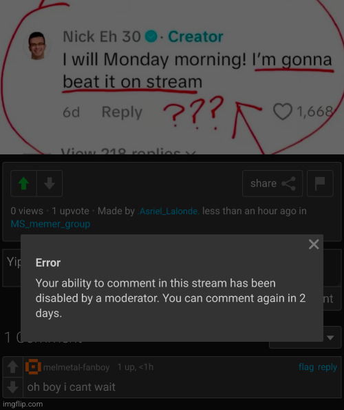 Heh | image tagged in msmg,banned,hello darkness my old friend | made w/ Imgflip meme maker
