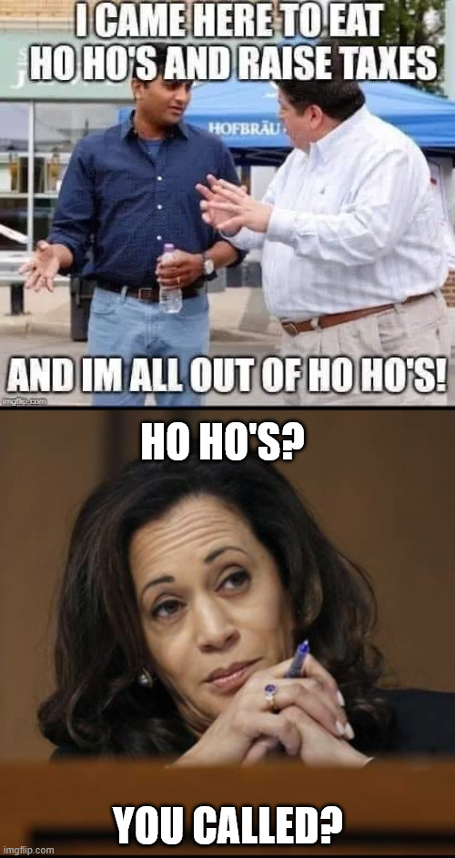 democrat priorities | HO HO'S? YOU CALLED? | image tagged in kamala harris,jb pritzker,taxes and ho ho's | made w/ Imgflip meme maker
