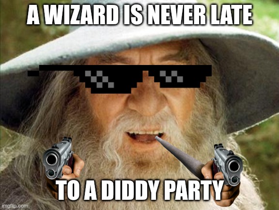 A Wizard Is Never Late | A WIZARD IS NEVER LATE TO A DIDDY PARTY | image tagged in a wizard is never late | made w/ Imgflip meme maker
