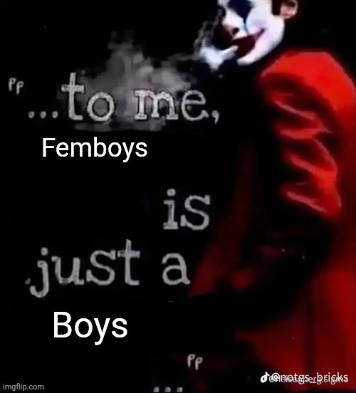 . | Femboys; Boys | image tagged in to me x is just a x | made w/ Imgflip meme maker
