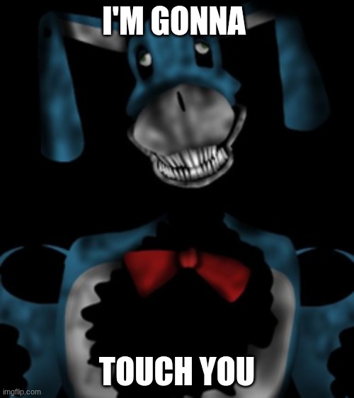 that one friend in the group | I'M GONNA; TOUCH YOU | image tagged in bon staring at you,analog horror,vhs | made w/ Imgflip meme maker