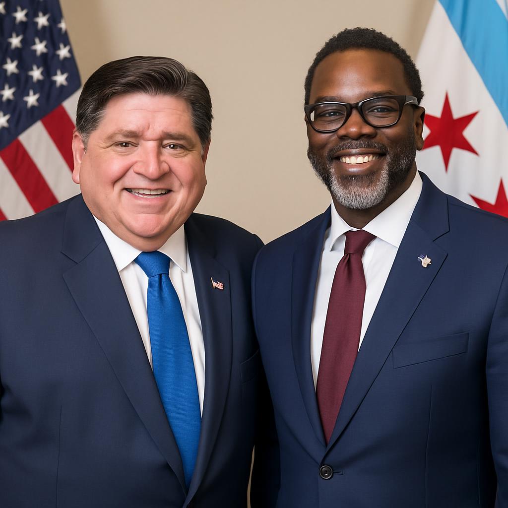governor pritzker and mayor johnson Blank Meme Template
