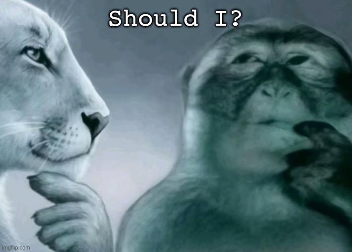 Is this ragebait? | Should I? | image tagged in is this ragebait | made w/ Imgflip meme maker