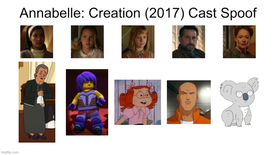 Credit to Waldness Topic International for this used | image tagged in meme,memes,annabelle creation,characters,spoof cast,roles | made w/ Imgflip meme maker