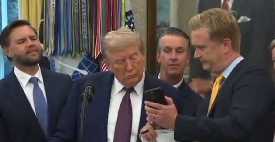 Trump looking at cell phone Blank Meme Template