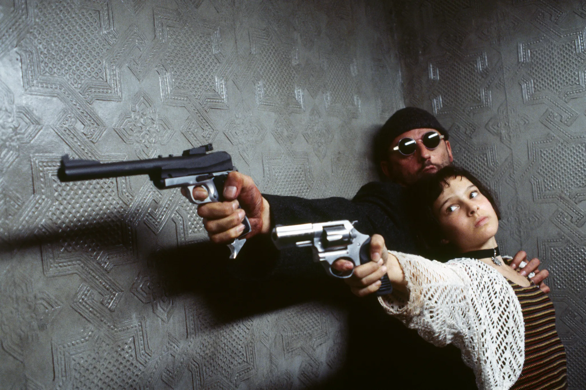 Leon the Professional (Jean Reno) with Natalie Portman both arme Blank Meme Template
