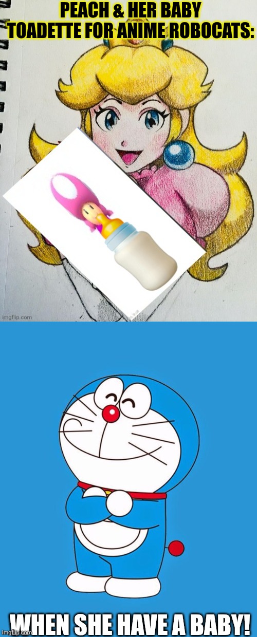 Doraemon Reacts To Peach & Her Baby Toadette! Meme Blank Meme Template
