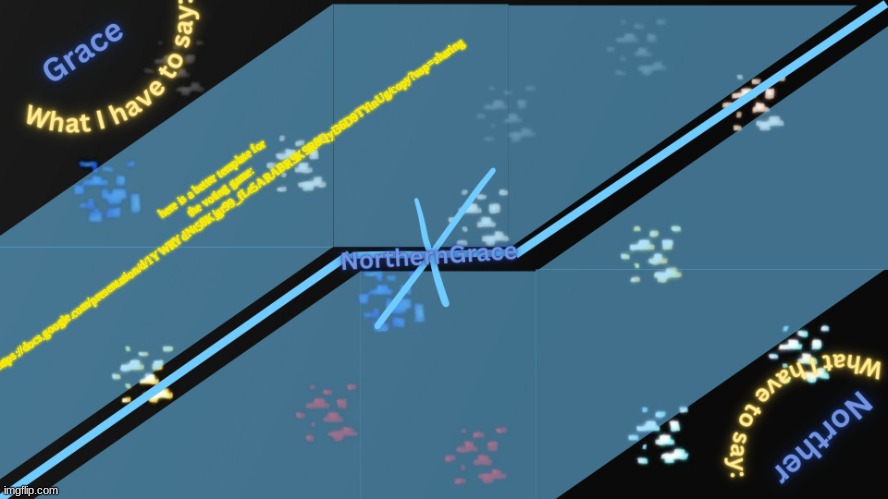 NorthernGrace Temp v2 | here is a better template for the voting game: https://docs.google.com/presentation/d/1YWRYdNt58Kjgr99_fLe5ARABR5K9R8Qyi36D9TYinUg/copy?usp=sharing | image tagged in northerngrace temp v2 | made w/ Imgflip meme maker