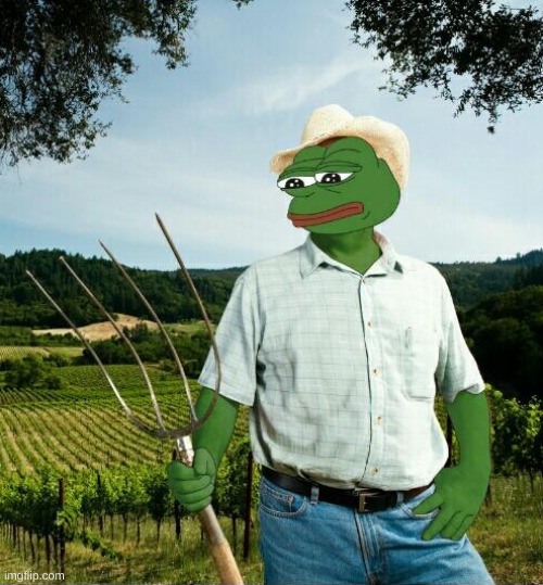 pepe farmer | image tagged in pepe the frog,farmer,farm | made w/ Imgflip meme maker