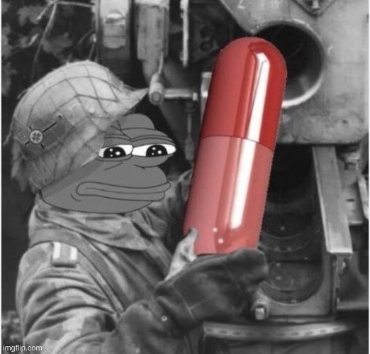 Pepe RedPill Payload TruthBomb | image tagged in pepe the frog,soldier,red pill | made w/ Imgflip meme maker