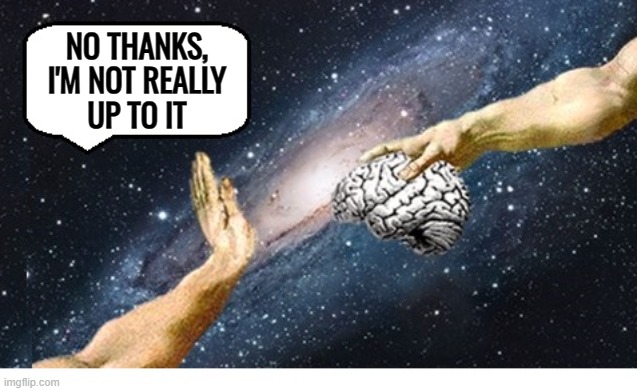 "No thanks, I'm not really up to it" | NO THANKS,
I'M NOT REALLY
UP TO IT | image tagged in brain no thanks blank,scumbag brain,brainrot,expanding brain,brain,yeah this is big brain time | made w/ Imgflip meme maker