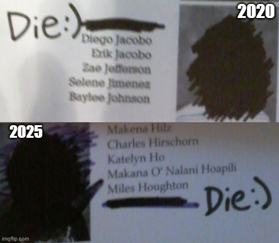 yearbook are fun until you realize he's there... haunting it... | 2020; 2025 | made w/ Imgflip meme maker