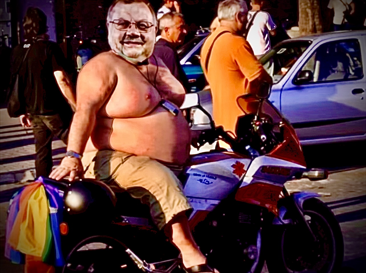 Gay Ron Kresha on Motercycle Blank Meme Template