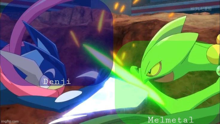 Denji and melmetal shared announcement template Blank Meme Template