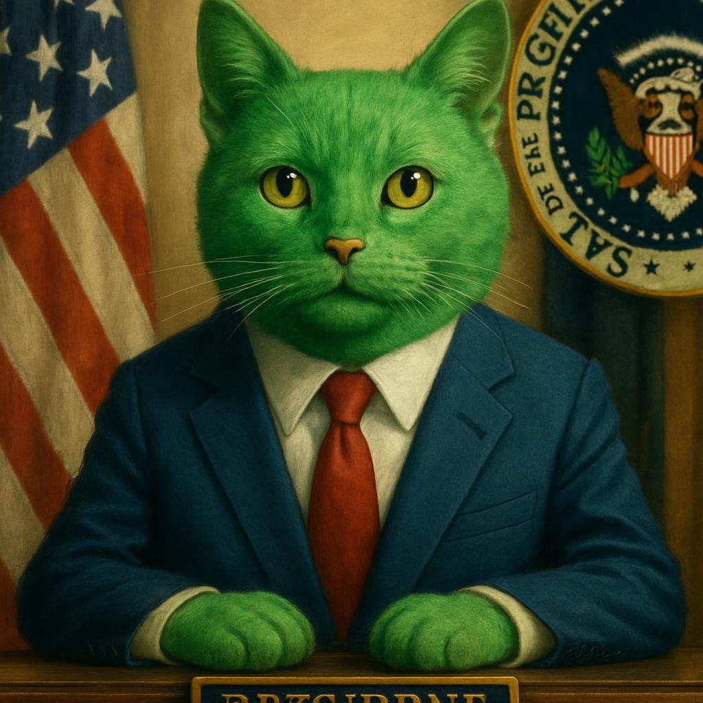 High Quality Green cat that is president Blank Meme Template