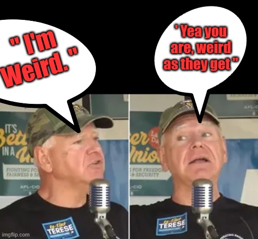 ' Timmy is talking to himself again ' | ' Yea you are, weird as they get "; " I'm Weird. " | made w/ Imgflip meme maker
