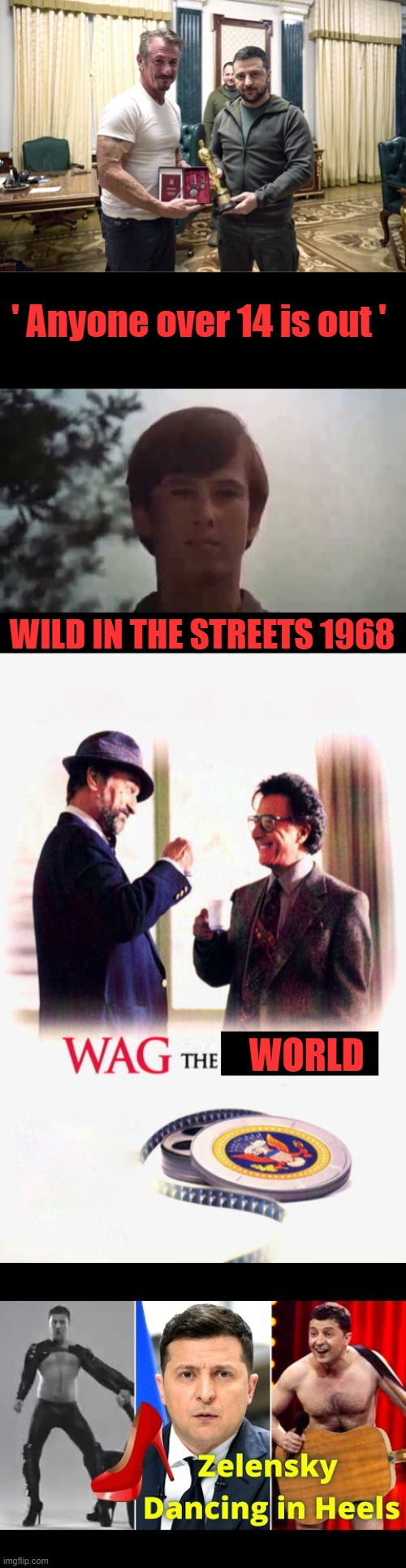 When are you going to get it thru your heads? They are all hired Fin actors. AOC is the Prototype SALLY LEROY in WITS 1968 | ' Anyone over 14 is out '; WILD IN THE STREETS 1968; WORLD | made w/ Imgflip meme maker