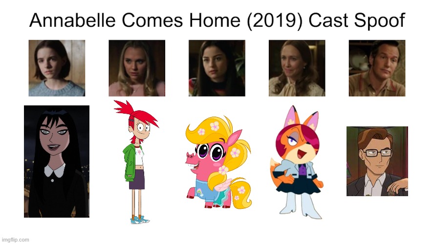 Credit to Waldness Topic International for this used | image tagged in meme,memes,spoof cast,annabelle comes home,characters,roles | made w/ Imgflip meme maker