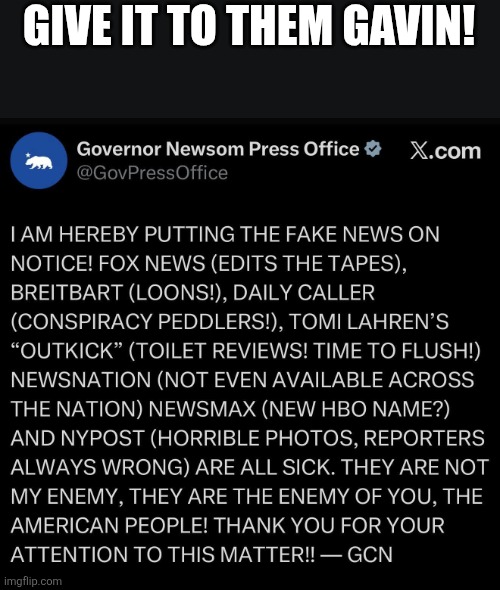 Gavin again | GIVE IT TO THEM GAVIN! | image tagged in gavin,donald trump,trump,maga,trump supporter,nevertrump | made w/ Imgflip meme maker