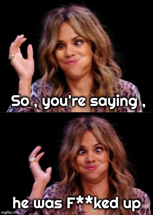 Lovely Halle Berry | So , you're saying , he was F**ked up | image tagged in lovely halle berry | made w/ Imgflip meme maker